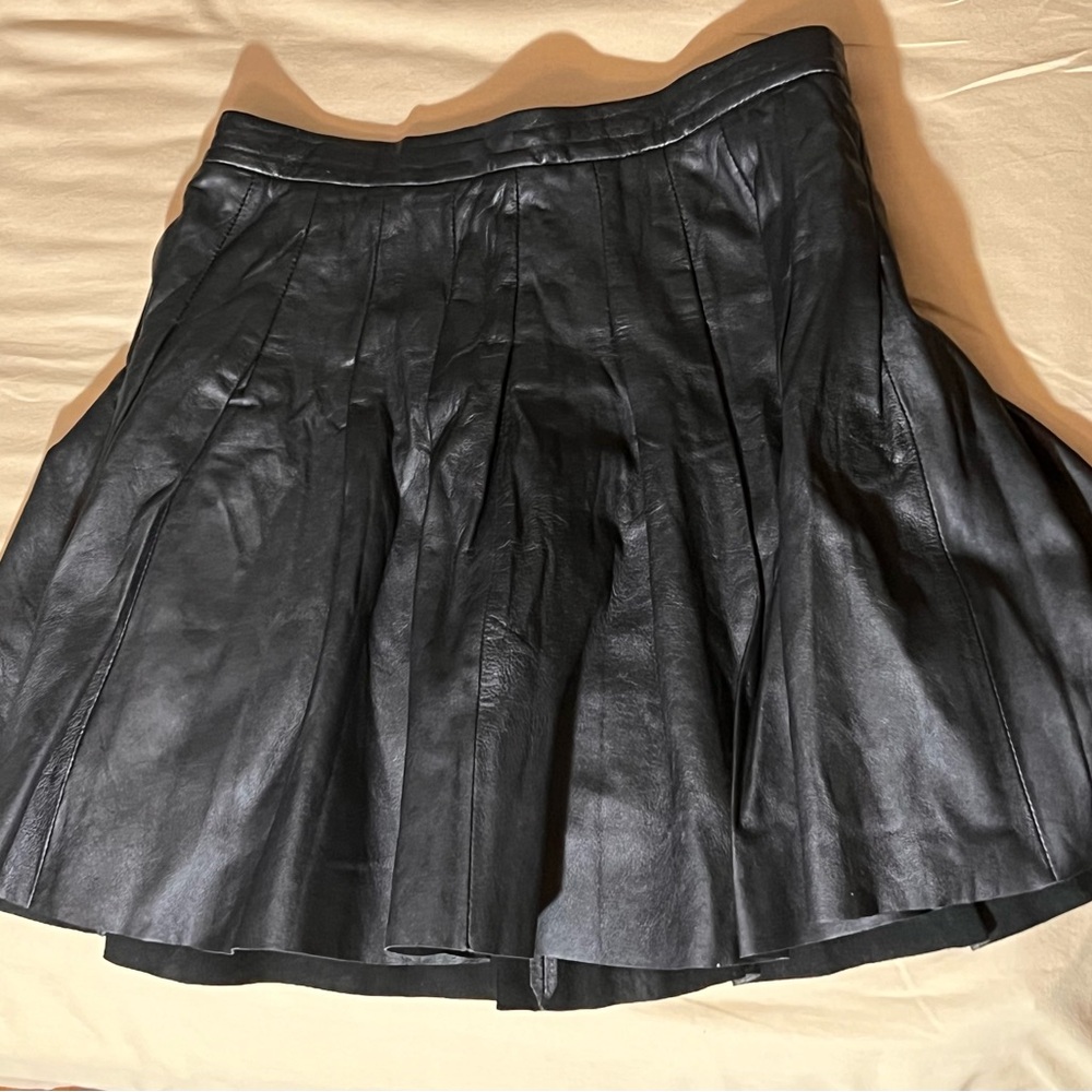 All Saints Pleated Leather Skirt